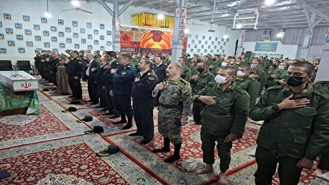 مراسم وداع با پیکر مطهر شهید گمنام در مرکز آموزشی شهیدمطهری فراجای نیشابور