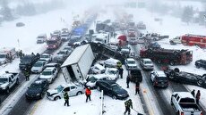 کولاک شدید در آمریکا؛ تصادف زنجیره‌ای ۴۵ خودرو در ایندیانا (فیلم)