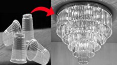 نحوه ساخت یک لوستر ساده و زیبا با لیوان یکبار مصرف (فیلم)