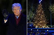 روشن کردن درخت ملی کریسمس توسط ترامپ و همسرش (فیلم)