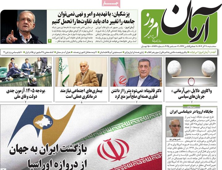 روزنامه صبح 11 اذر