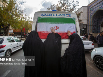 آیین تشیع وتدفین پیکر شهید گمنام در قزوین